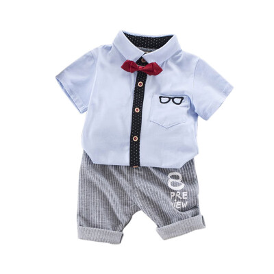 

Gentle baby boy style Newborn baby set Toddler Baby Boy Glasses Tops Shirt Shorts Pants Tie Outfit Set Clothes