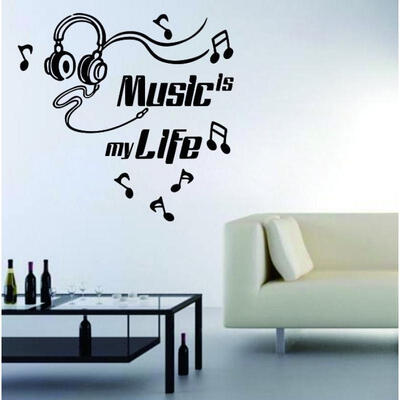 

Headset Music Is My Life Quote Art Wall Sticker Wall Decals Home Decor Removable