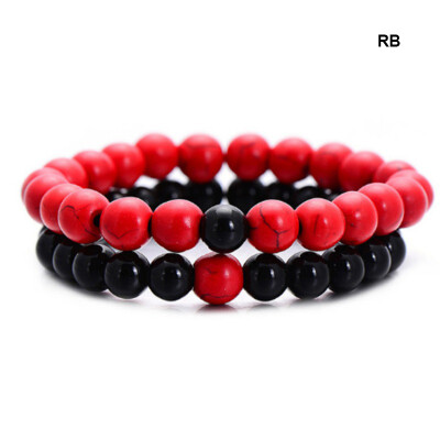 

2PcsSet Couples Distance Bracelet Classic Natural Stone White&Black Yin Yang Beaded Bracelets for Men Women Best Friend Pop