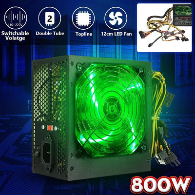

120MM 800W Power-Supply with LEDs Fan Computer 110220V Manual Switching Voltage