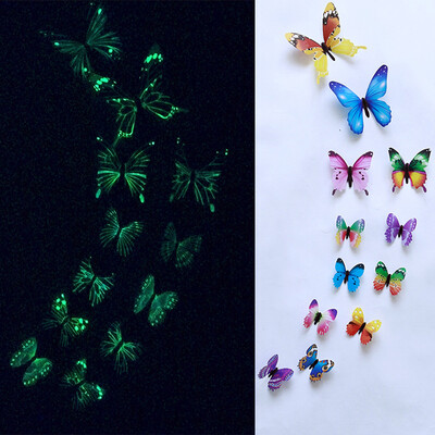 

JPGIF 12pcs Luminous Butterfly Design Decal Art Wall Stickers Room Magnetic Decor BU