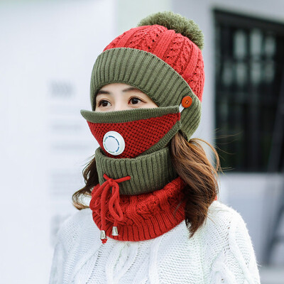 

Tailored Womens Girls Knit Beanie Scarf Mask Set Soft Warm Fleece Lined Winter Ski Hat