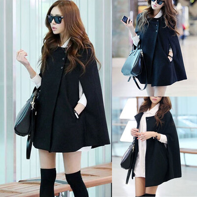 

Toponeto Women Wild Loose Cloak Coat Autumn And Winter Long Woolen Coat Shawl