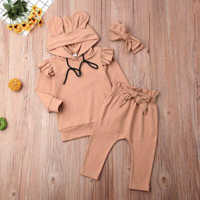

Toddler Baby Kids Girls Autumn Outfit Clothes Hoodie Tops Pants Headband Sets