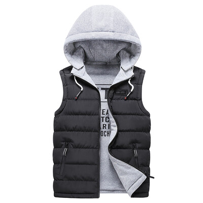 

Toponeto Fashion Men Autum Winter Hooded Solid Outwear Vest Jacket Tops Blouse