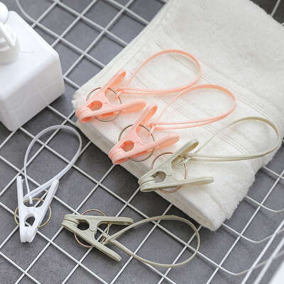 

12pcs Colorful Household Clothes Peg Clip Rope Hanging Line Windproof Hanger PP Plastic Hook