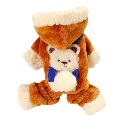 

Autumn Winter Warm Pet Dog Clothes Bear Pattern Cosplay Costume Pet Jumpsuit Outfit For Pets Small Dogs Fluffy Thickening Coat