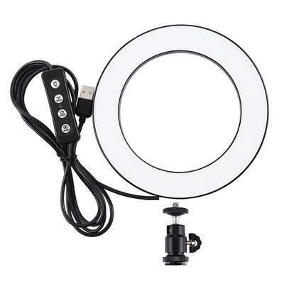 

47" Three-Color 10 Level Brightness USB Plug LED Ring Light Phone Selfie Lamp 360 Degree Rotation Stand