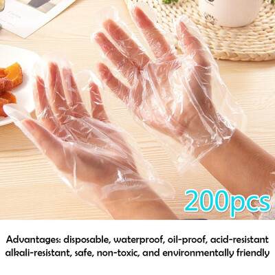 

100200 PCS Thickening Disposable Gloves Transparent PE Film Plastic Food&Beverage Hair Dye Gloves Beauty Food