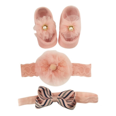 

3PCS Newborn Baby Socks Gift Boxed Bow Hairband Flowers Cute Baby Girl Socks Crown Christmas Birthday Gift Princess Socks