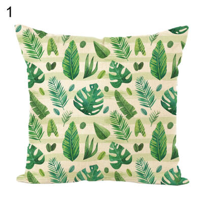 

Green Leaves Soft Linen Throw Pillow Case Cushion Cover Sofa Bed Car Home Decor