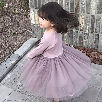 

Autumn Children Cute Dresses Baby Girls Long Sleeve Mesh Patchwork Dress for Kids Clothes