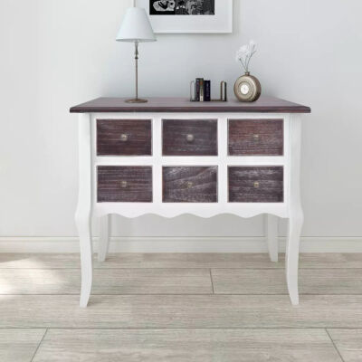 

Console Cabinet 6 Drawers Brown&White Wooden