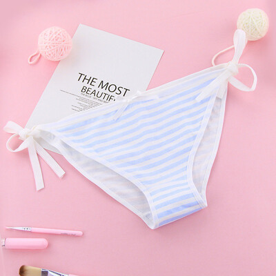 

2019 COCKCON Stylish&comfortable striped bow tie small fresh simple girl underwear solid color single size underwear