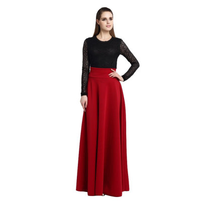 

2018 Fashion High Waist Pleat Elegant Casual Streetwear Long Ladies Soft Solid Color Skirt Plus Size -5XL