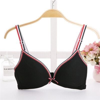 

Back Closure Push Up Bra Stylish Comfortable Striped Patchwork Color Girl Thin Thick Underwire Bra with Bow Adjustable Straps