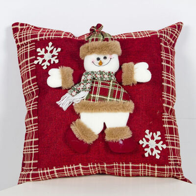 

3 D Christmas Pillow Case Santa Snowman Cotton Sofa Car Throw Cushion Cover Decor