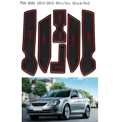 

6PCSSet Replacement for Bora 2013-2015 Non-slip Rubber Cup Holder Sticker Gate Slot Pad Door Groove Mat Car Styling