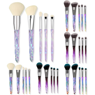 

5pcs Makeup Brush Kit Fiber Bristles Crystal Diamond Handle Makeup Brushes Set Makeup Tools Scattered Powder Brush