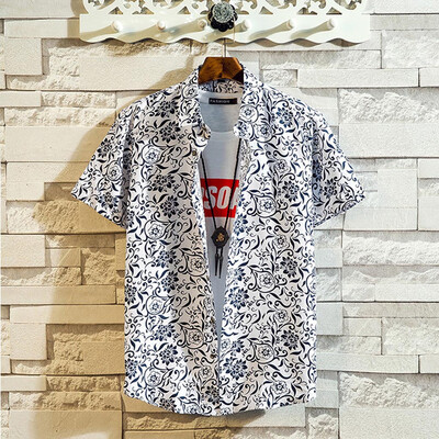 

Tailored Mens Summer Fashion Shirts Casual Short Sleeve Beach Tops Loose Casual Blouse