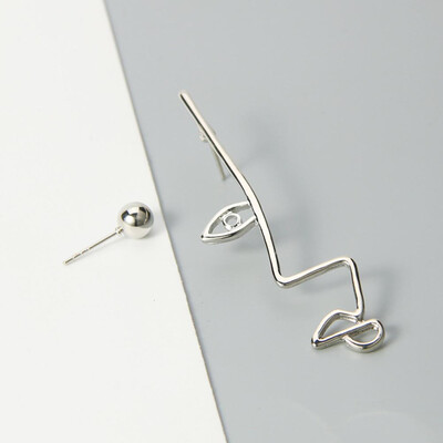 

Asymmetrical Ear Studs Trendy Fashion Hollow Face Metal Drop Earring Twisted Abstract Earrings