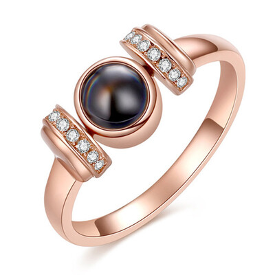 

New Fashion Rose Gold Silver Color I Love You In 100 Languages Ring Microscopic Carvings Light Projected Rings Jewelry