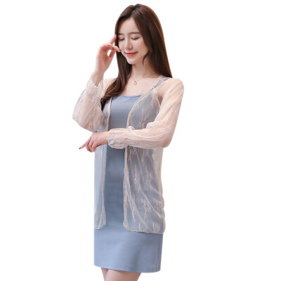 

Women Chiffon Blouse Casual Solid Color Thin Cardigans Summer Sun Protection Lace Outerwear Tops Female Beach Cardigan 2019