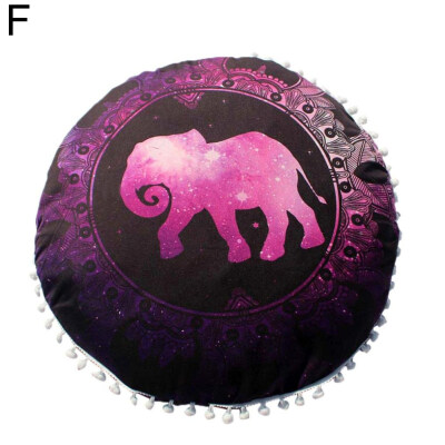 

Bohemian Round Mandala Elephant Pillow Case Cushion Cover Sofa Bedroom Car Decor