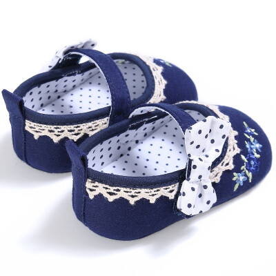 

Cute GirlsToddler Infant Spring Bowknot Embroidery Chic Princess Style Baby Shoes Anti-slip Crib Shoes Prewalker