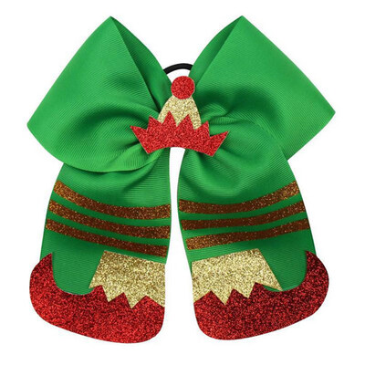 

7 Inch Large Christmas Boots Hair Bows Christmas Crown Hair Rope Snowflake Headwear Handmade Boutique Hair Accessories