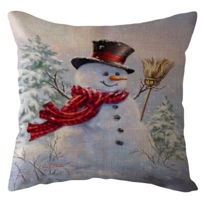 

Tailored Christmas Santa Claus Pillow Case Linen Sofa Throw Cushion Cover Home Decor