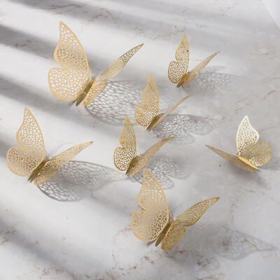 

Gobestart 12 Pcs 3D Hollow Wall Stickers Butterfly Fridge for Home Decoration New