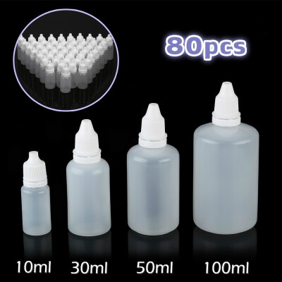 

80pcs Empty Plastic Squeezable Dropper Bottles Eye Care Liquid Container 10ml 30ml 50ml 100ml