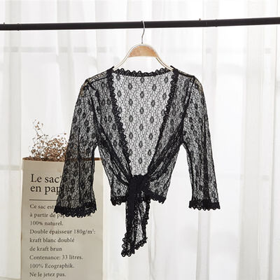 

2019 Lace Small Shawl Jacket Summer Thin Cardigan Long-sleeved Sunscreen Clothing Female Wild Small Vest