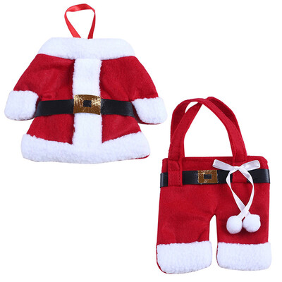

Santa Suit Style Christmas Tableware Silverware Holder Pockets Bags Dinner Table Decoration Home Party Decors