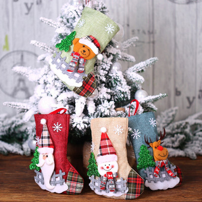 

Creative Christmas Festival Supply Bear Pattern Stockings Pendant Gift Box Home Restaurant Fashion Decoration