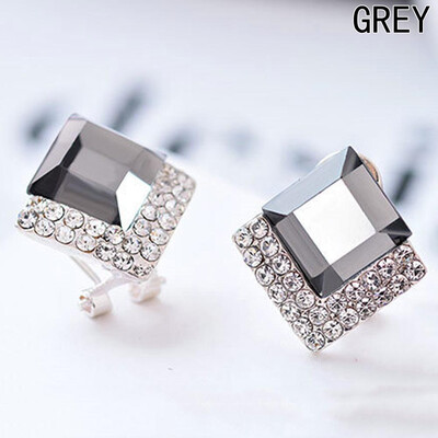 

Crystal Temperament Fashion Exquisite Women Blue Crystal Gem Square Shape Earring Jewelry