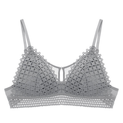 

Fashion Sexy Hollow Breathable Thin Cup Without Steel Ring Gathered Lace French Bra