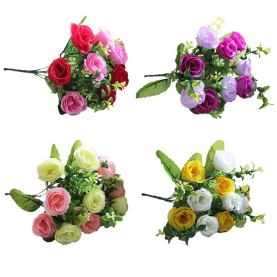 

Artificial Flower 10 Heads Rose Bunch DIY Bridal Bouquet Photography Props Wedding Bedroom Living Room Fake Flower