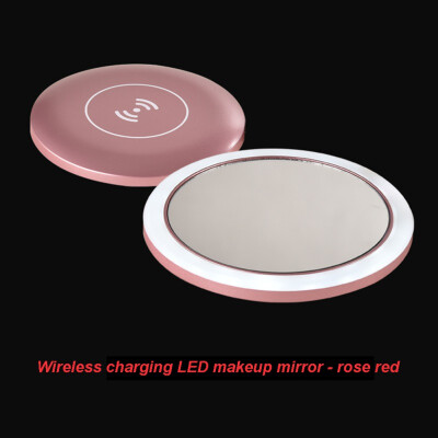 

Mini Portable LED Light Circular Makeup Mirror Compact Travel Sensing Lighting Cosmetic Mirror Wireless USB Charging