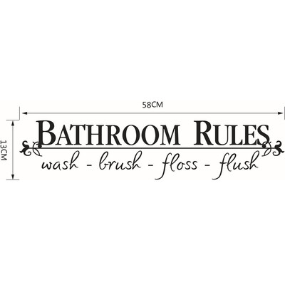 

Gobestart Bathroom Rules Art Wall Stickers Vinyl Removable Decals Mural Home Room Decor