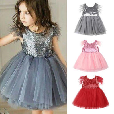 

AU Sequins Toddler Kid Baby Girl Lace Dress Tutu Dress Party Sundress Christmas