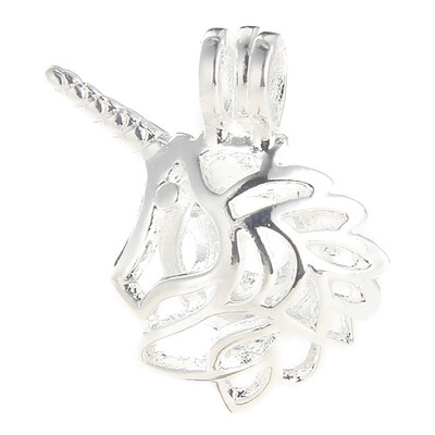 

Pearl Cage Unicorn Animal Hollow Shaped Pendant Essential Oil Diffuser Pendant For Diy Necklace