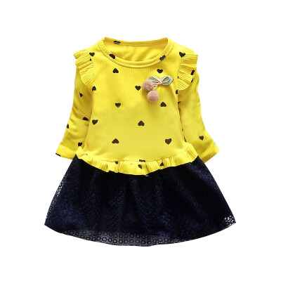 

Autumn Spring Casual Baby Girls Dot Print Princess Dress Cotton Kids Toddler Long Sleeve Sundress