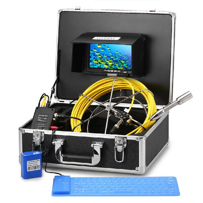 

Drain Pipe Sewer Inspection Video Camera System with Keyboard 12 LEDs Night Vision Waterproof Industrial Endoscope Snake Camera 8G