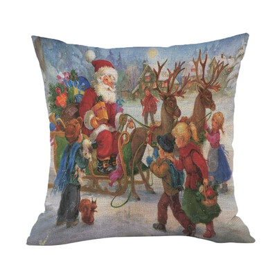 

Tailored Happy Christmas Pillow Cases Linen Sofa Cushion Cover Home Decor Pillow Core