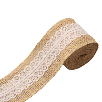 

Gobestart Wedding Party Decor Rustic Vintage Lace Edged Jute Hessian Burlap Ribbon Roll A