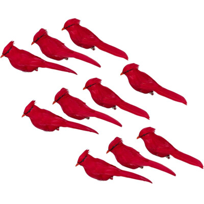 

110pcs Cute Simulation Birds Decor Artificial Foam Feather Mini Craft Birds Ornament Decoration Red Garden Supplies