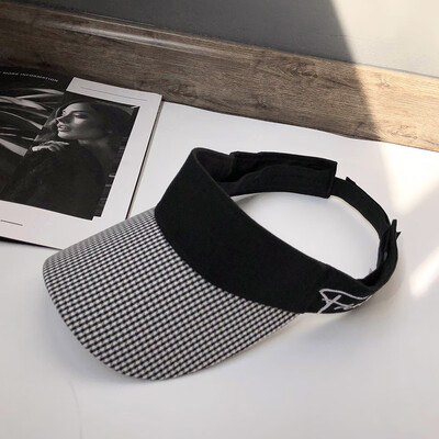 

Hat Female Summer Embroidery Letter Sunshade Cap Seaside Beach Sunhat Korean Style Lattice Empty Headhat Men Tide