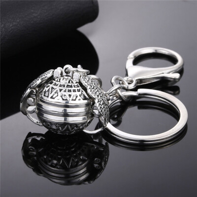 

Fashion Silver Expanding Photo Locket Photo Box Key chain Luck Angel Wings Image Cage For Gift Pendant Key chain Lover Gifts